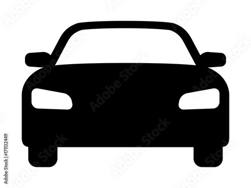 Sedan car, vehicle or automobile front view flat vector icon for apps and websites