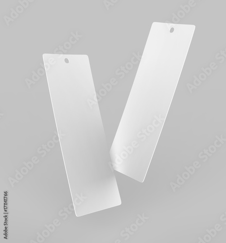 White blank tag or label and bookmark or bookmaker for template design and mock up. 3d render illustration.