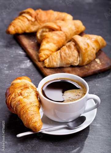 cup of coffee and croissants