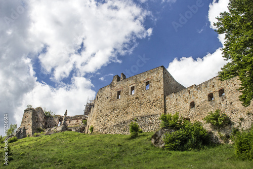 ruins of gothic reinessance Kamieniec castle, Korczyna, Odrzykon, Krosno, Poland