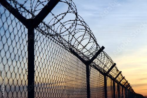 barbed wire fence on the european border