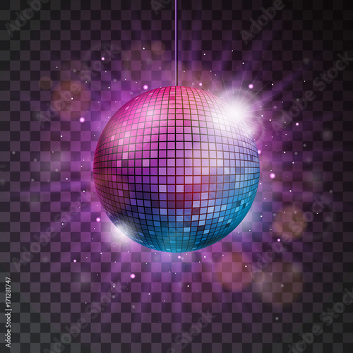 Vector shiny disco ball illustration on a transparent background.