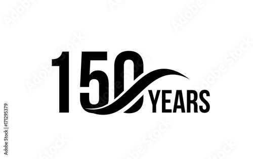 Vector isolated anniversary date logo template for business company birthday icon design element. One hundred fifty abstract sign. Happy jubilee, 150 years. 150th year.