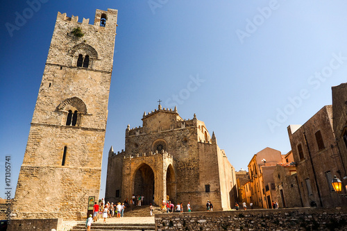 ERICE / ITALY - 18.09.2015 : Main Cathedral of Erice,Sicily, Santa Maria Assunta