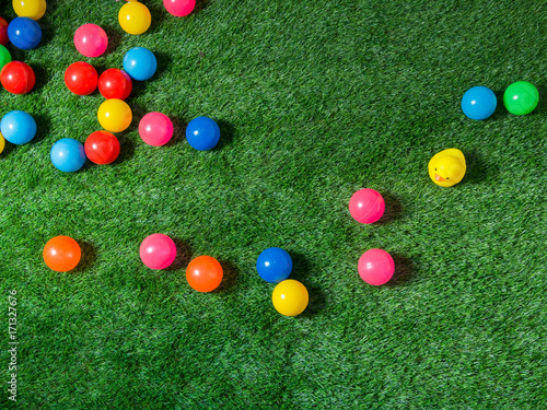 Colorful Balls on green grass