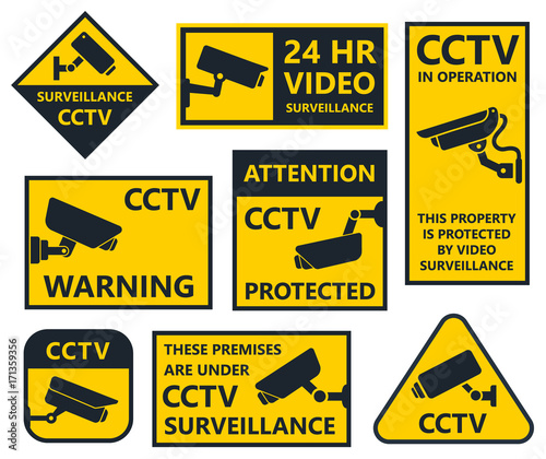 security camera sign, cctv stickers, video surveillance