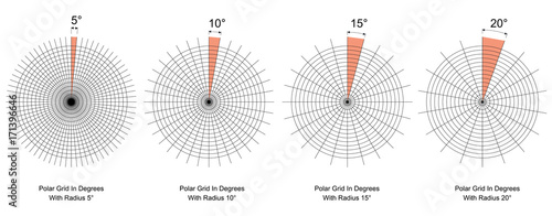 Polar Grid In Degrees vector