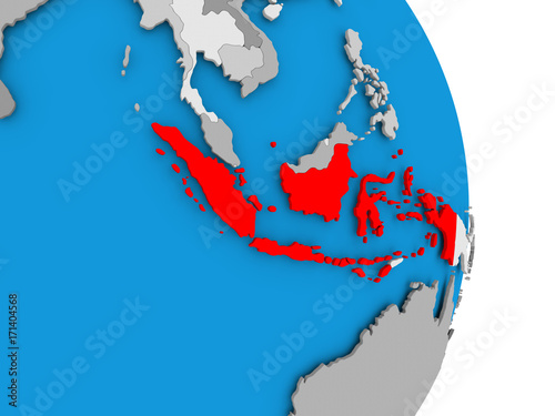 Indonesia on globe