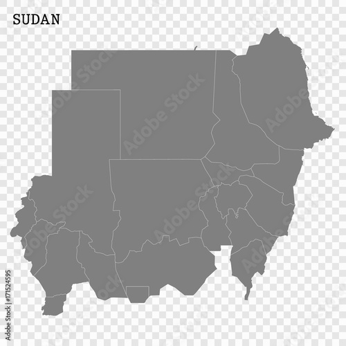 High quality map of Sudan with borders of the regions