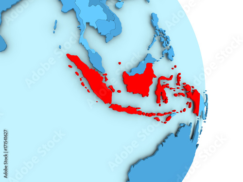 Map of Indonesia in red