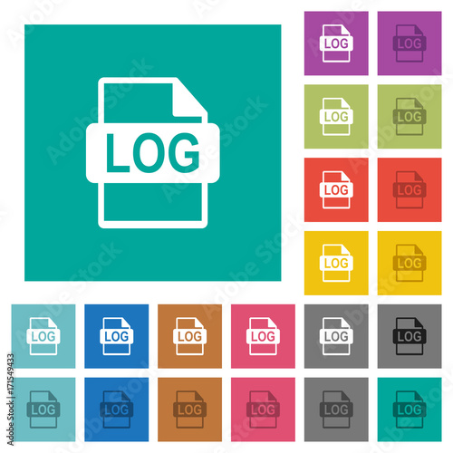 LOG file format square flat multi colored icons