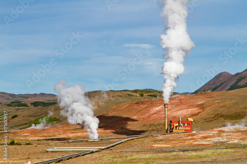 Geothermal power station. Myvatn geothermal area, northern Iceland