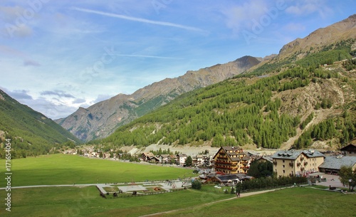 View on the small alpine village of Cogne, Aosta Valley, Italy