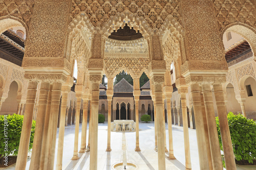 Yard of the Lions at the Alhambra in Granada, Spain