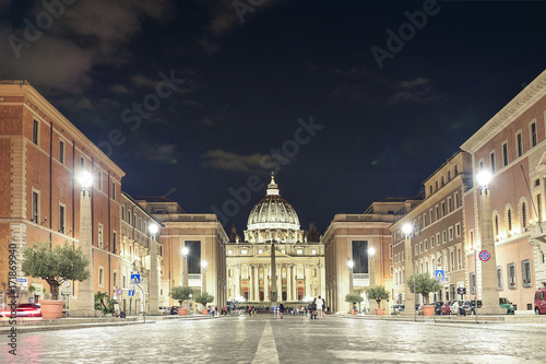 View of The Papal Basilica of St. Peter in the Vatican or Saint Peter Cathedral.