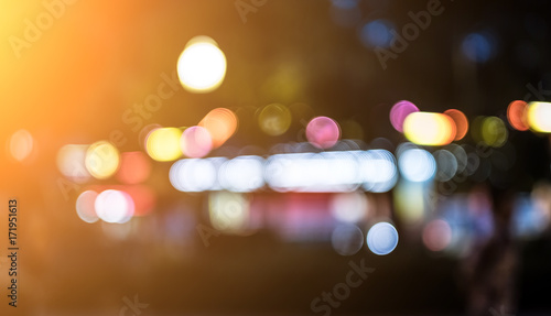 Abstract blurred Colurful bokeh on night time for background usage