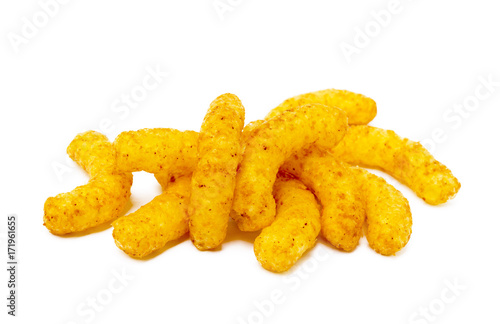 Peanut, corn puffs isolated with white background