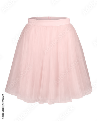 Pale pink glamour tulle ballerina skirt isolated on white