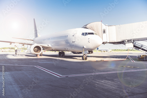 Huge plane situating at airdrome