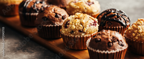 Chocolate Muffin with Chocolate Chips. Selective focus.