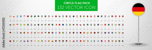 WORLD FLAG vector collection 132 circle icon points 