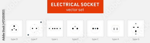 Power Electric Sockets - vector set 