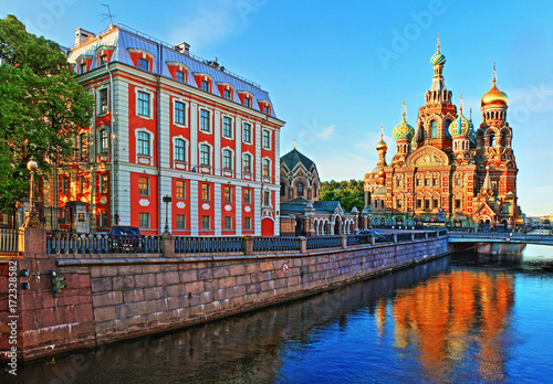 Church of the Savior on Blood in St. Petersburg at sunrise