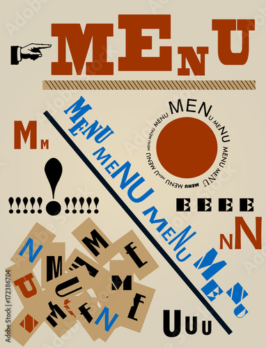 modern art inspired restaurant menu design, vector