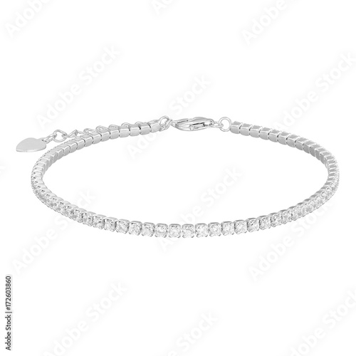 Silver bracelet, isolated on white a background
