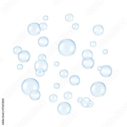 Soap bubbles on a white background