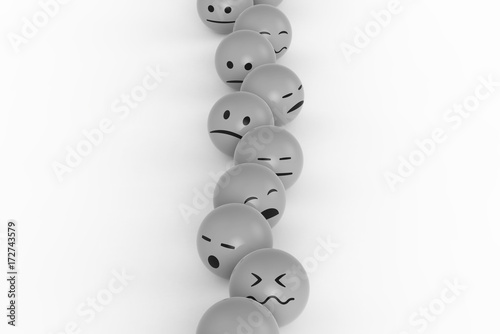 Smileys genervt in der Warteschlange