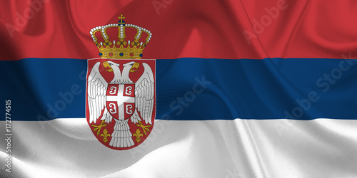 Waving flag of the Serbia. Serbian Flag in the Wind. Serbian National mark. Waving Serbia Flag. Serbia Flag Flowing.