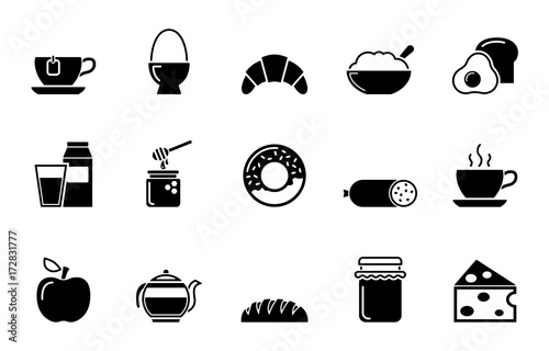 Frühstück Iconset - Schwarz