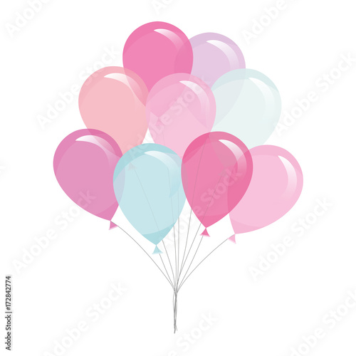 Colorful transparent balloons isolated on white.