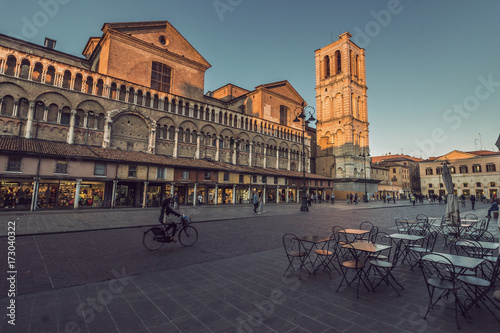 Cathedral and main square of Renaissance town Ferrara