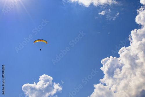 Skydiver in the clouds