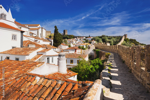 Obidos, Portugal. Beautiful view of old town