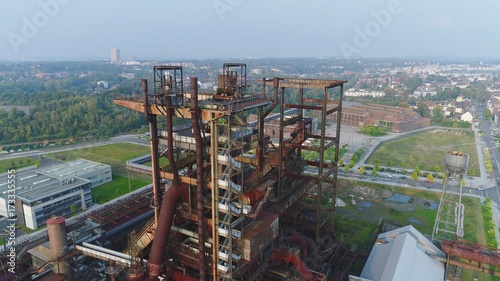 Aerial View Dortmund Germany NRW including Florian Tower City Center and old Industrial 