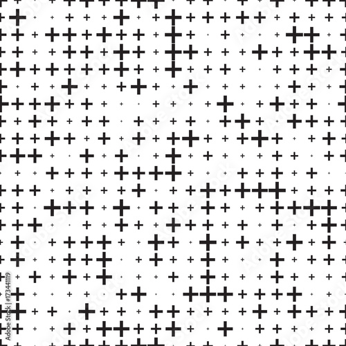 seamless pattern with black crosses on white