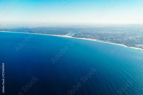 Portugal Coastline Aerial View From North Atlantic Ocean
