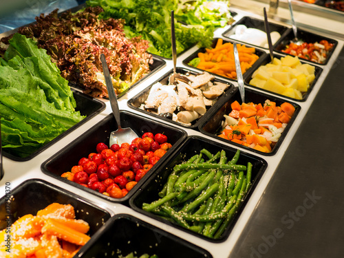 Salad bar with various vegetables