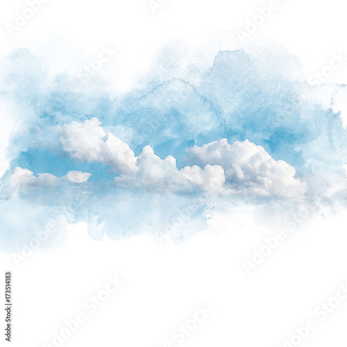 Watercolor illustration of sky with cloud (retouch).