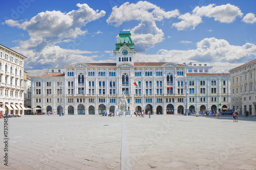 The most important square in Trieste called "Piazza Unità d'Italia" (it means "Square of the Unity of Italy") - (Europe - italy -Trieste) - People are not recognizzable.
