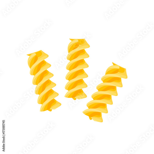 Italian cuisine. Pasta fusilli. Vector illustration cartoon flat icon isolated on white.