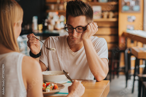 Portrait of man with no appetite