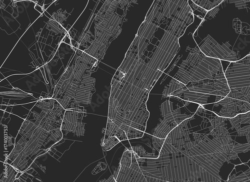 Vector black map of New york