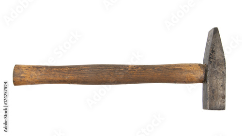 old hammer isolated on white background