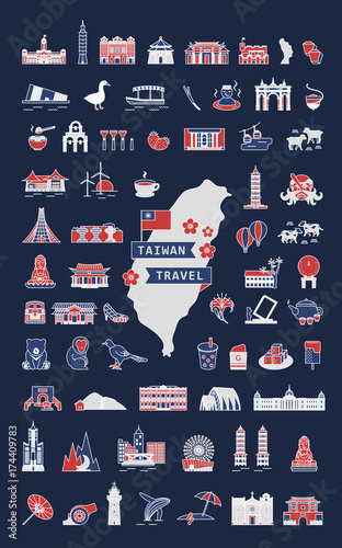 Taiwan travel symbol collection
