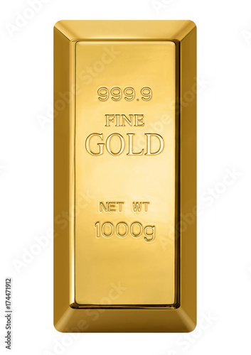 Gold bar isolated on white background.