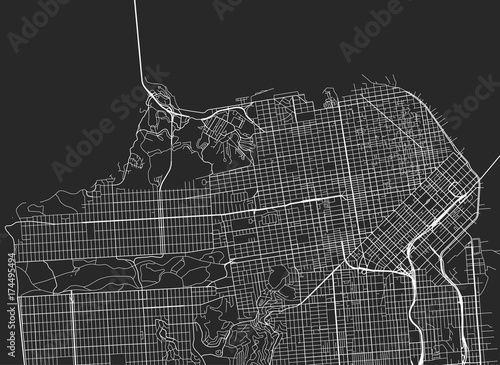 Vector black map of San Francisco